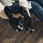 Bowknot chunky heels frosted jelly shoes