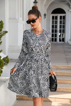 Summer Printing Long Sleeve Big Hem Dress