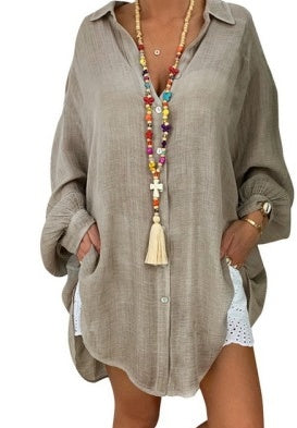Women Shirts Casual Ripped Female blouse Hover Image