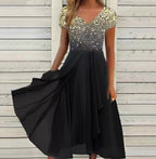 Chiffon Patchwork Floral Ladies Chiffon Dress