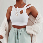 Threaded vest hollow base all-match umbilical strap women
