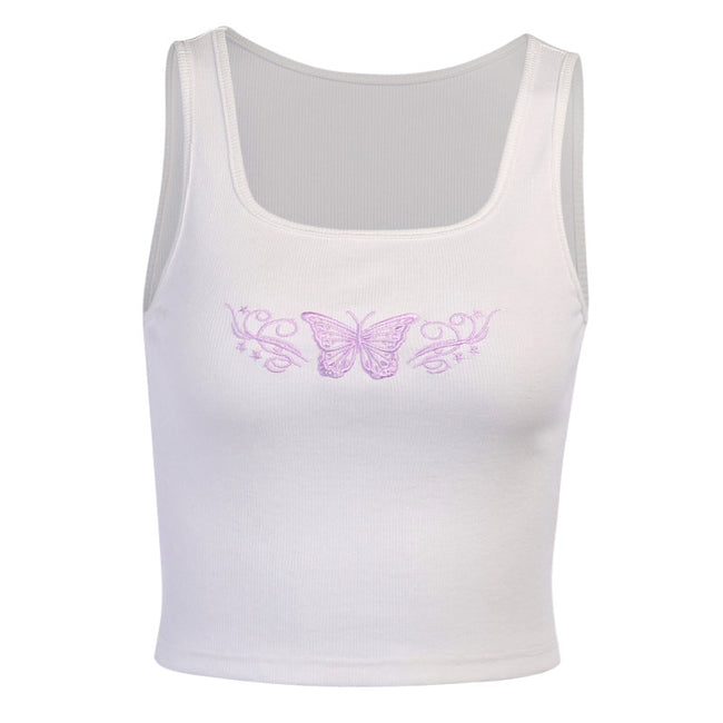 Embroidered Butterfly Sexy Tank Top Main Image