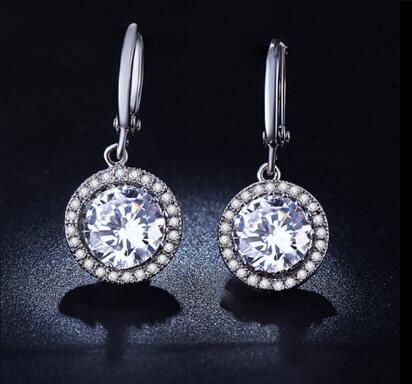 vintage round high quality cz silver color for women creolen anti allergy jewelry Hover Image