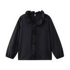 European And American-style Long-sleeve Ruffled Blouse For Women