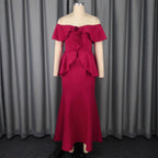 Strapless Ruffled Off-the-shoulder Dress Fishtail Dress