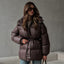 Drawstring Slim-fit Jacket Hooded Zipped Comfortable Thermal Cotton-padded Coat