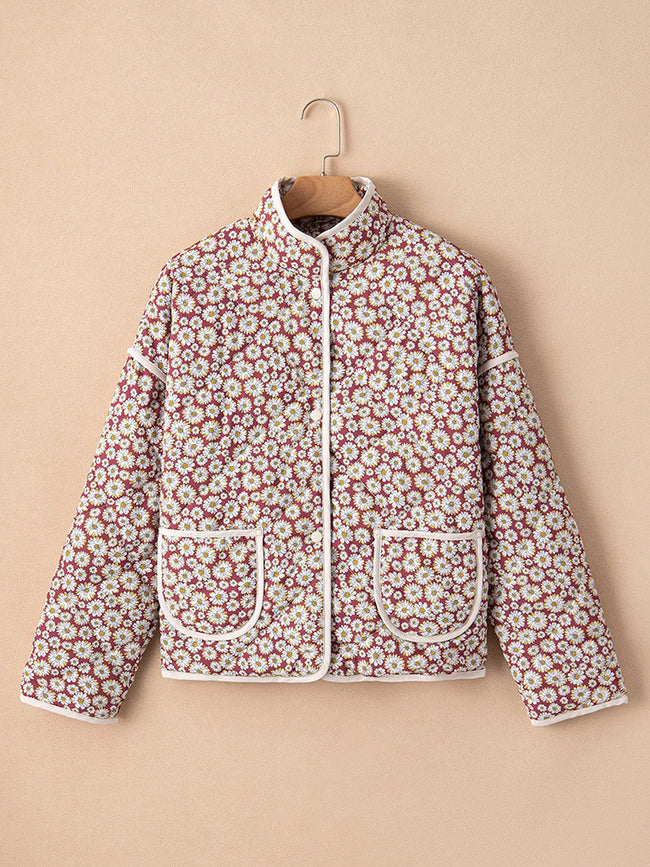 Autumn And Winter Cotton Printed Contrast Color Women's Cotton Coat Main Image