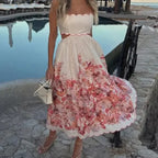 Women's Fashion Hollowed-out Printing Slip Dress