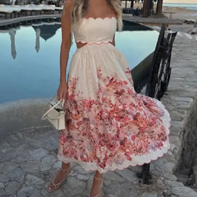 Women's Fashion Hollowed-out Printing Slip Dress Hover Image