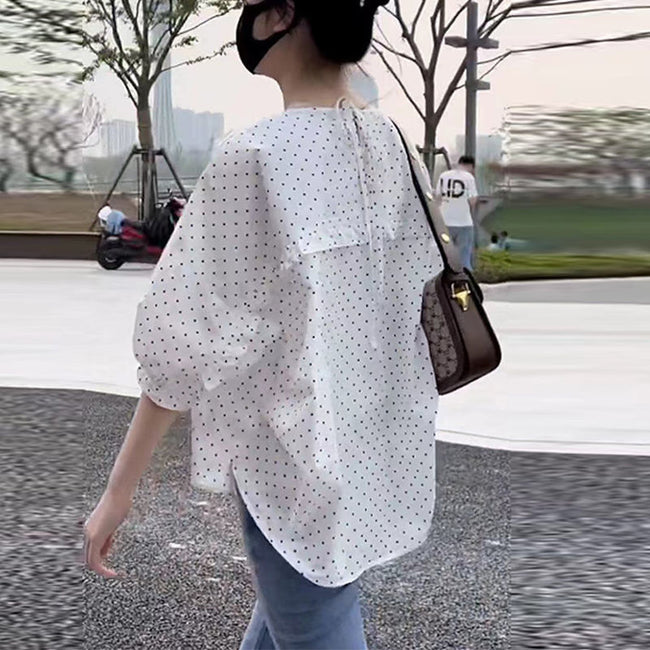 Bubble Sleeve Short Sleeve Shirt Women Main Image
