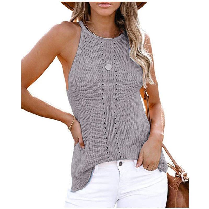 European And American Loose Halter Small Vest Knitted Beach Women