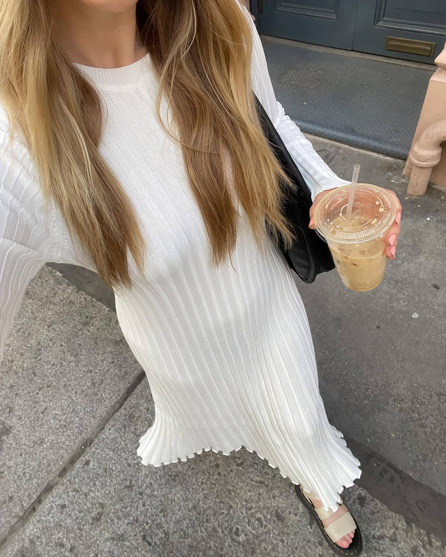 Knitted Dress Waist-tight Round Neck Knitted Women Main Image