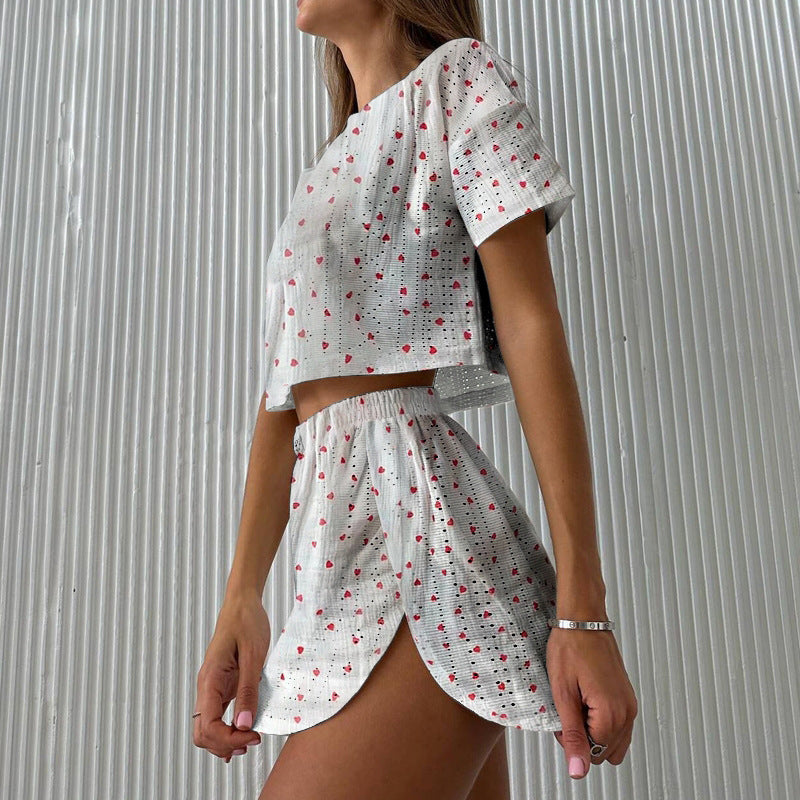 Sports And Leisure Suit Women's Printed Short Two-piece Set