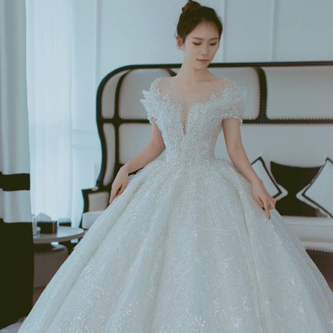 Off Shoulder French Main Wedding Dress Main Image