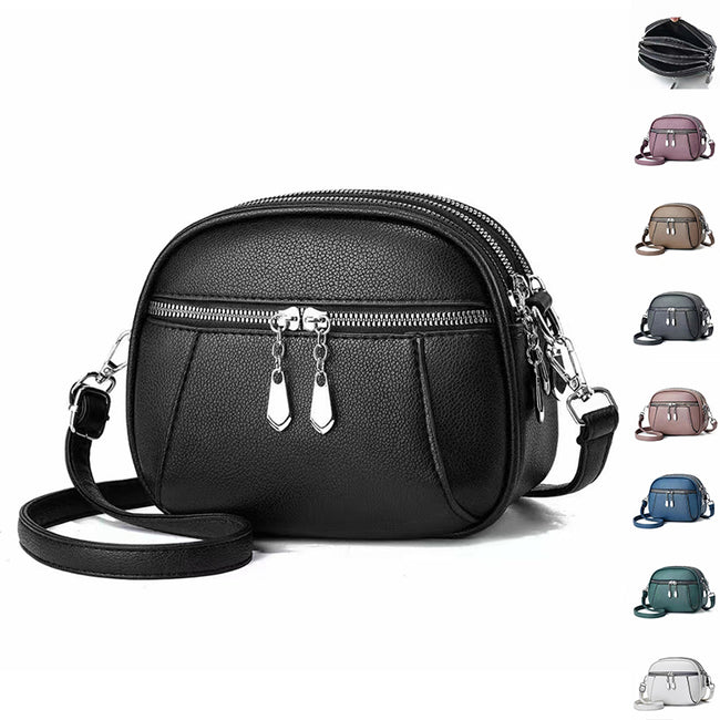 Solid Color Small Round Bag Fashion Multi-pocket Large Capacity Shoulder Crossbody Bags For Women Handbags Hover Image