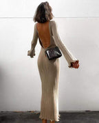 Ruffled Long Sleeved Knitted Dress