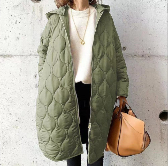 Autumn And Winter New Diamond Lattice Hooded Cotton Coat Jacket Women's Top Main Image