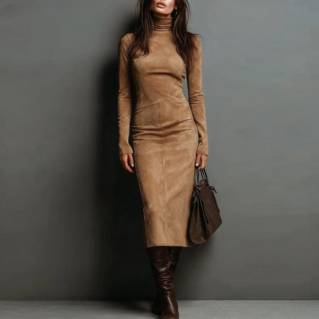 Turtleneck Long-sleeved Dress Fashion Sexy Slim-fitting Bodycon Long Dresses Women's Clothing Main Image