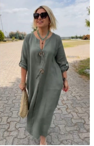 Casual Loose Women's Wear Solid Color Simple Dress
