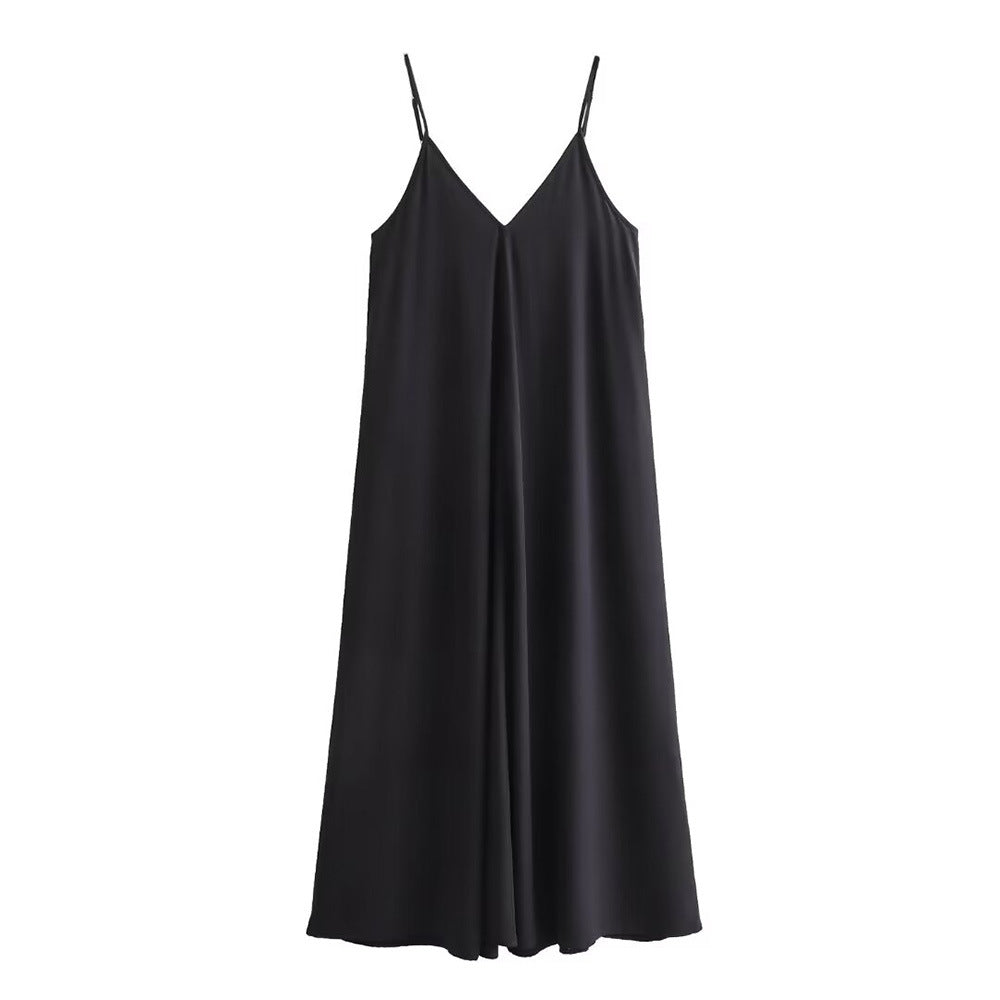 All-matching Camisole Elegant Midi Skirt Dress Solid Color