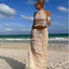 Backless Halter Lace-up Pleated Dress Lace Vest Suit