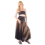 Pattern Print Lace Up Casual Large Swing Beach Skirt