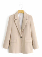 Slim Fit, All-match Buttoned Draped Blazer