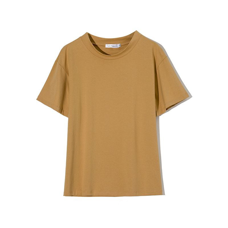 Summer Knitted Basic Solid T-shirt Women Casual Cotto