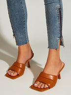 Fashion all-Match Breathable Square Toe Stiletto High Heel Sandals Women