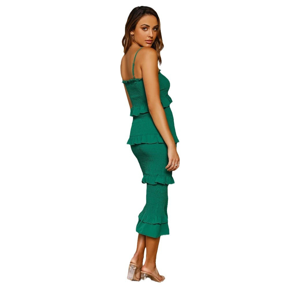 Four-section Elastic Stitching Dress Women