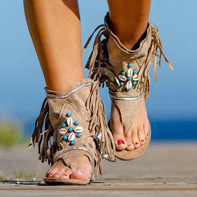 Beaded Roman sandals women Hover Image