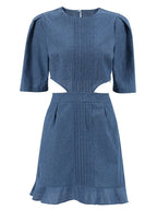 Women's Temperament Leisure Puff Sleeve Denim Skirt