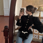 French Royal Style Velvet Lace Shirt For Women