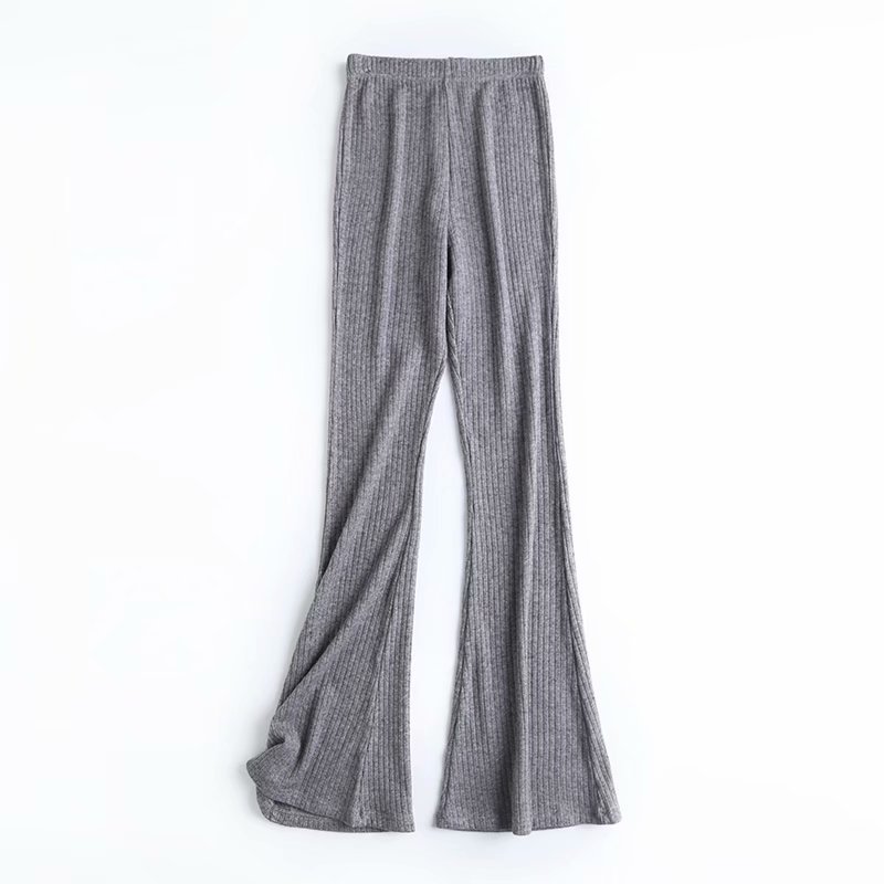 Slim Short Long Sleeved T Shirt Women  Highwaist Flared Trousers
