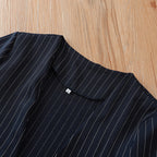 British style striped denim blazer