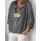 Linen loose Lapel long sleeve shirt for women
