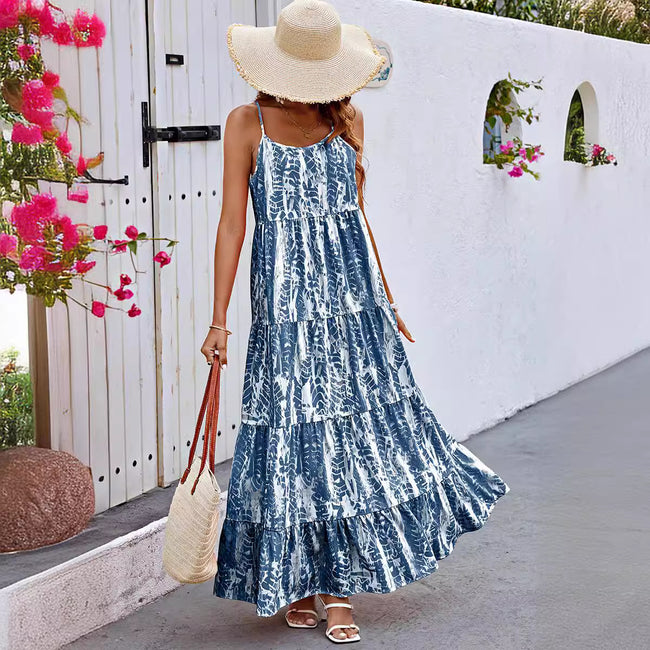 Strap Dress Stitching Tie-dye Hover Image