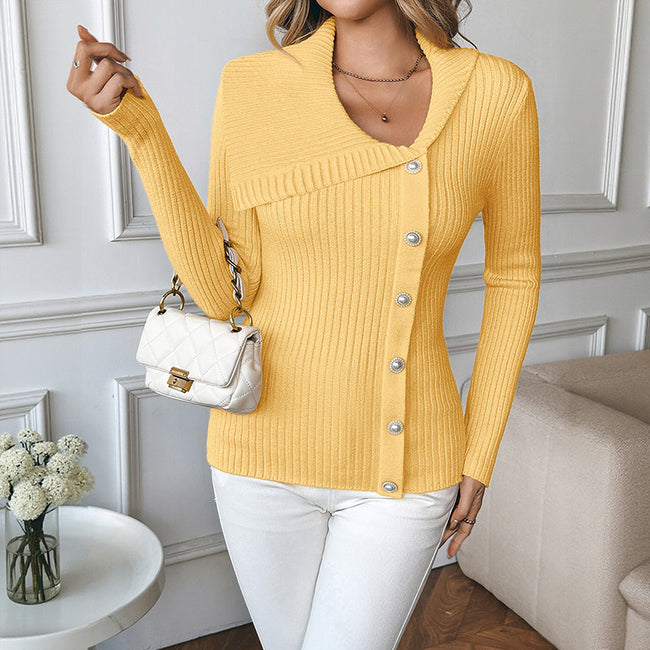 Asymmetric V-neck Slim Fit Sweater Women Hover Image