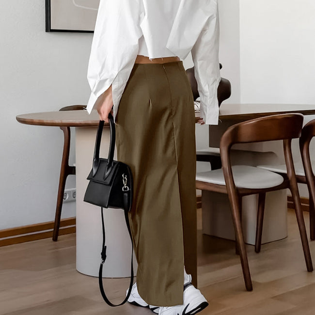 French-style Sophisticated Solid-color High-waisted Skirt With A Slit Main Image