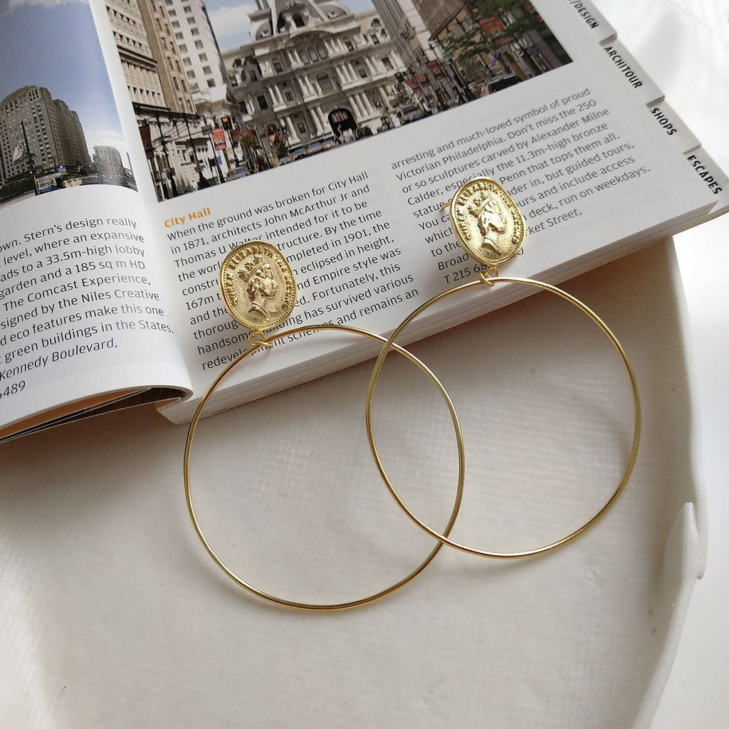 925 Sterling Silver INS Style Queen's Big Circle earings