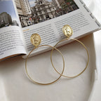 925 Sterling Silver INS Style Queen's Big Circle earings