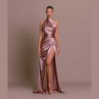 Satin One-shoulder Trailing Dress For Women