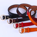 The new lady fashion retro pure leather belt belt ladies all-match round buckle leather belt ladies fine belt