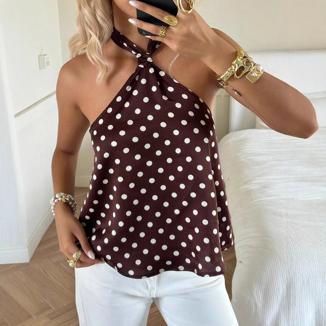 Womens Solid Color Backless And Off The Shoulder Camisole Sleeveless Top Hover Image