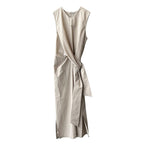 Waist Trimming Lace Up Sleeveless Dress Summer New