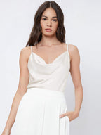 Womens Solid-Color Casual Rayon Satin Camisole
