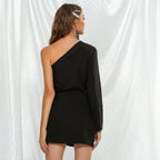 Deep V-shoulder irregular blazer