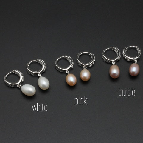 Real freshwater pearl earrings for women, 925 sterling silver pearl earrings fine white pearl earrings jewelry
