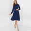 Long sleeve solid color knee-length dress