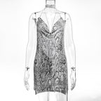 Metal Sequins Dress Rhinestone Women